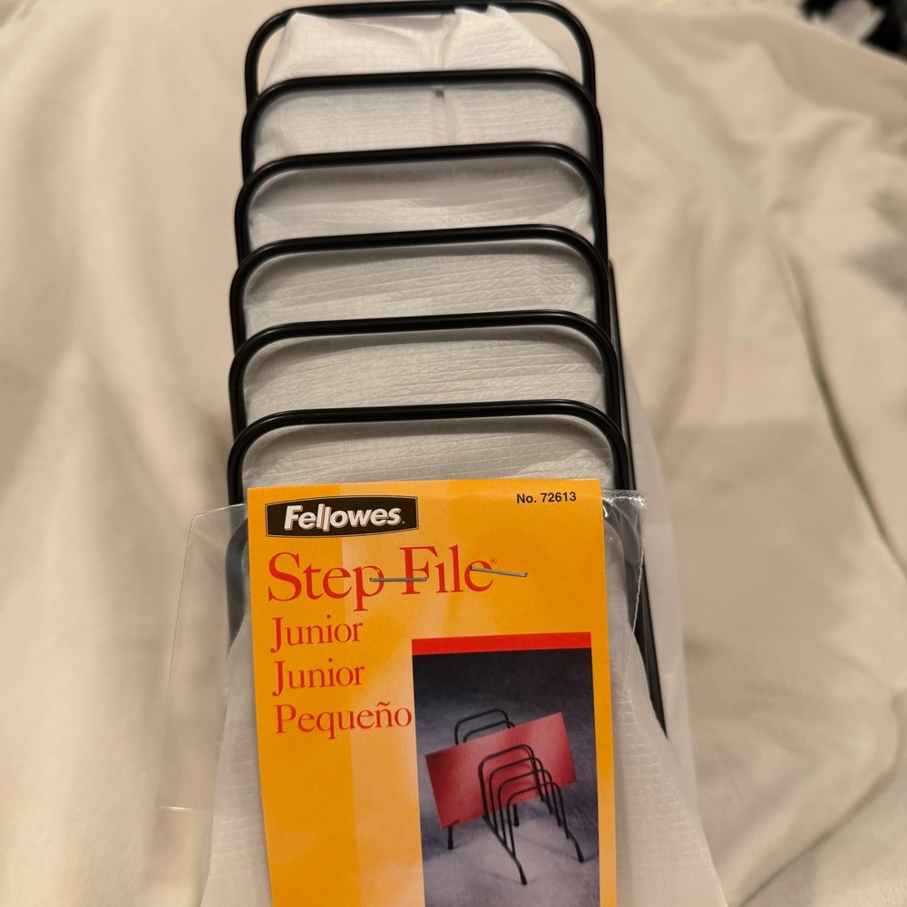Fellowes Step File Junior 72613 Black Wire Desktop Organizer 4 Pack New